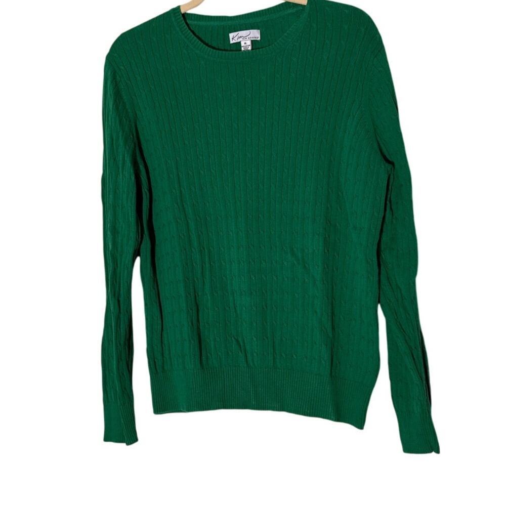 Kim Rogers Crew Neck Ribbed Green Sweater‎ Sz XL